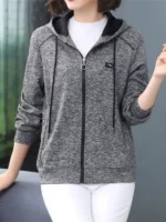 FlexElevate Hooded Zipper Grey Cardigan