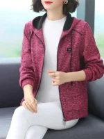 FlexElevate Hooded Zipper Pink Cardigan