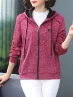 FlexElevate Hooded Zipper Pink Cardigan