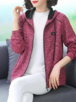 FlexElevate Hooded Zipper Pink Cardigan