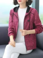 FlexElevate Hooded Zipper Pink Cardigan
