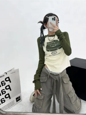 2023-Vintage-Y2K-Patchwork-Green-Tshirts-Women-Hippie-Streetwear-Long-Sleeve-T-Shirts-Female-Kpop-Retro-1