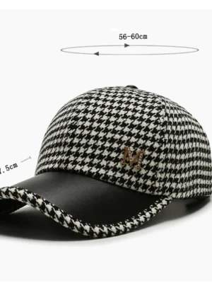 2024-Black-Brown-Houndstooth-Baseball-Caps-For-Men-Women-Retro-British-Style-Plaid-Hat-Summer-Trucker-4