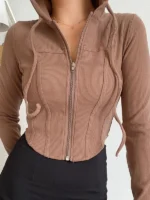 FlexElevate Aesthetic Slim Hooded Cardigan