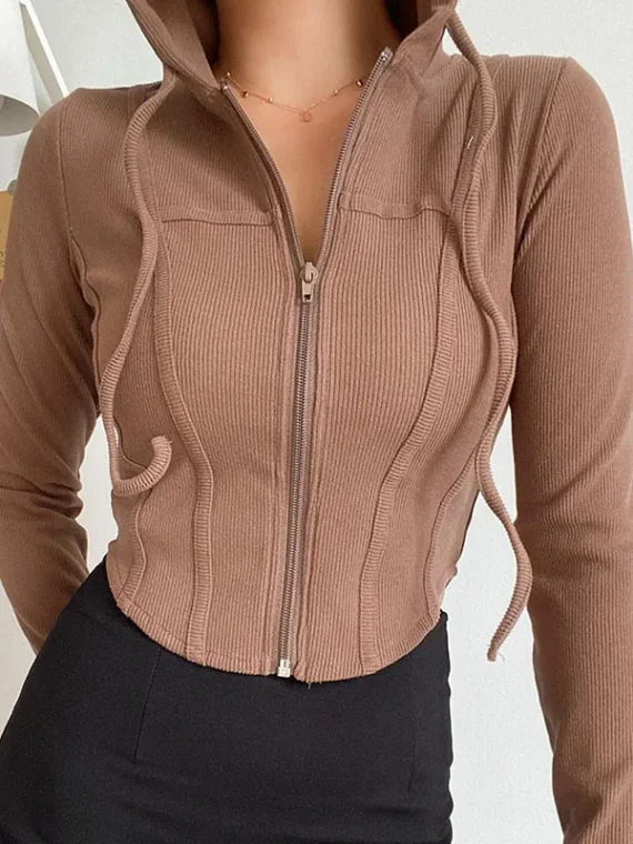 FlexElevate Aesthetic Slim Hooded Cardigan