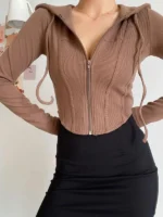 FlexElevate Aesthetic Slim Hooded Cardigan