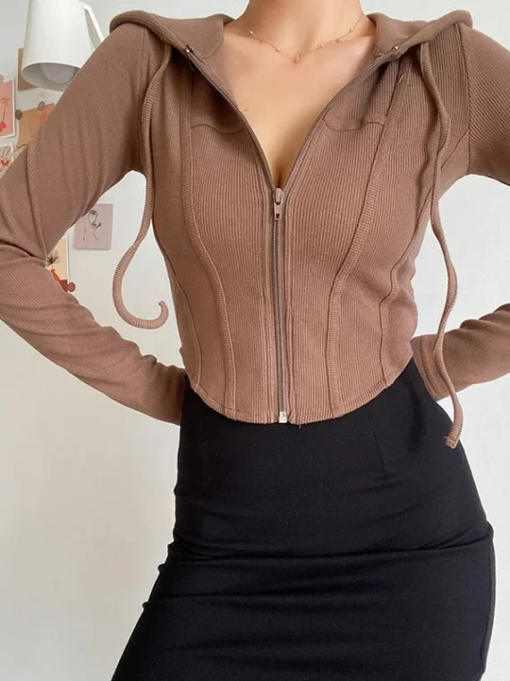 FlexElevate Aesthetic Slim Hooded Cardigan