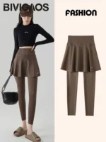 FlexElevate Autumn New Pant Skirt Fake Two Pieces Shark Leggings