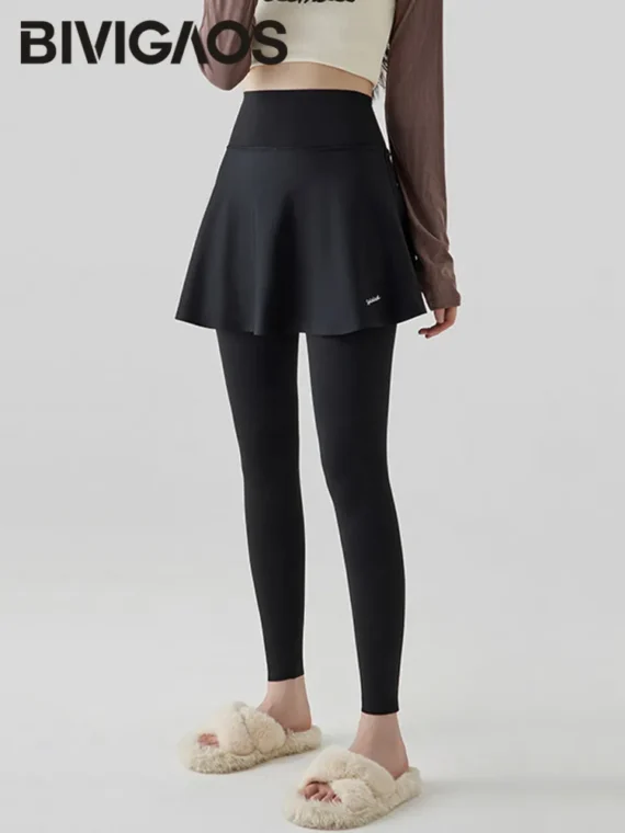 FlexElevate Autumn New Pant Skirt Fake Two Pieces Shark Leggings