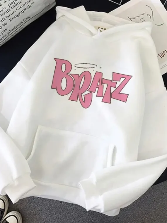 FlexElevate Bratz Letter Printed Plus Size Hooded Sweatshirt