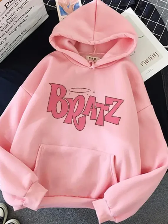 FlexElevate Bratz Letter Printed Plus Size Hooded Sweatshirt