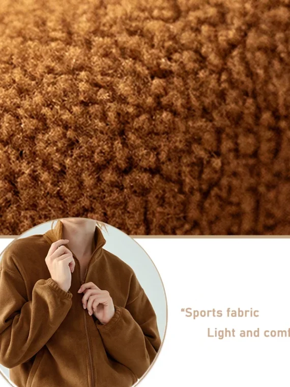 FlexElevate Windproof Standing Collar Aoli Velvet Zipper Sports Cardigan