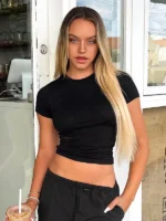 Flexelevate 2023 Summer Fashion Short Sleeve Crop Top