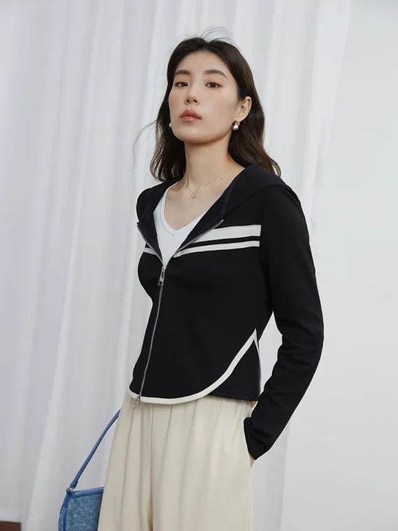 FlexElevate 2023 Autumn Slim Color Contrast Cardigan