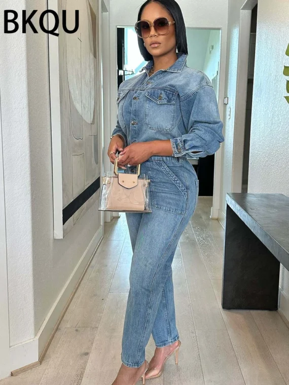 FlexElevate Denim Elegance Jumpsuit