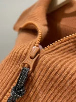 FlexElevate Chain Zipper Polo Collar Cashmere Knit Orange Cardigan