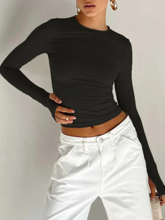 FlexElevate Long Sleeve Crew Neck Crop Top
