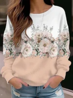 FlexElevate O-neck Floral Sweatshirt