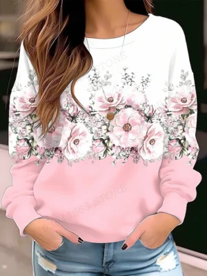 FlexElevate O-neck Floral Sweatshirt