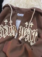 FlexElevate Goth Embroidery Zip-Up Hoodie