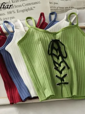 HELIAR-Women-Bandage-Y2K-Crop-Tops-Drawstring-Straps-Knitting-Camisole-Cute-Tank-Crop-Tops-Solid-Sexy-1