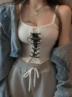 Flexelevate Bandage Drawstring Knit Crop Top