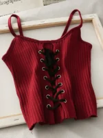 Flexelevate Bandage Drawstring Knit Crop Top