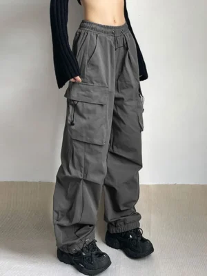 FlexElevate Harajuku Oversized Cargo Parachute Joggers