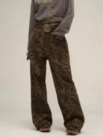 FlexElevate Tan Leopard Wide Leg Jeans