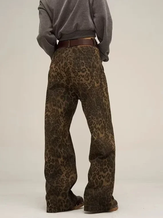 FlexElevate Tan Leopard Wide Leg Jeans