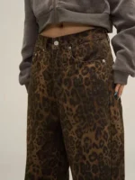 FlexElevate Tan Leopard Wide Leg Jeans