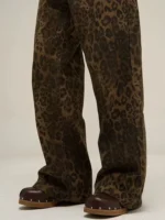 FlexElevate Tan Leopard Wide Leg Jeans