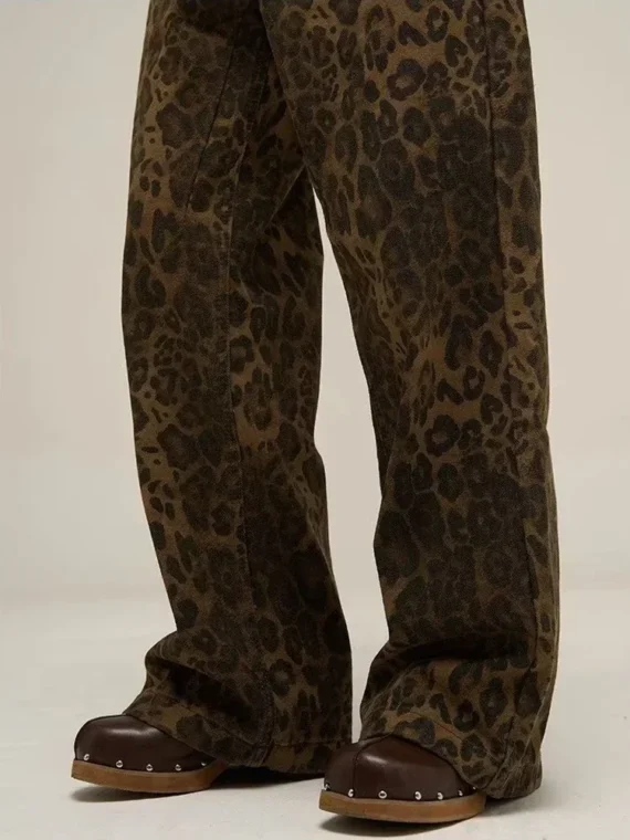 FlexElevate Tan Leopard Wide Leg Jeans
