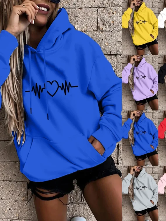 FlexElevate Love Print Hooded Sweatshirt