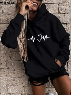 FlexElevate Love Print Hooded Sweatshirt