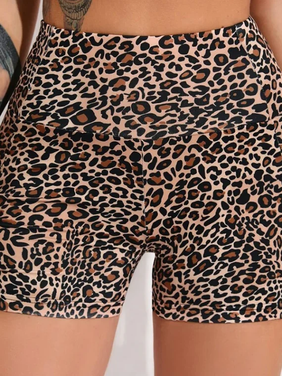 Flexelevate High Waist Leopard Pattern Yoga Shorts