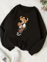 FlexElevate Kawaii Bear Print Sweatshirt