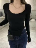 Flexelevate Women's Irregular Hem Long Sleeve Top