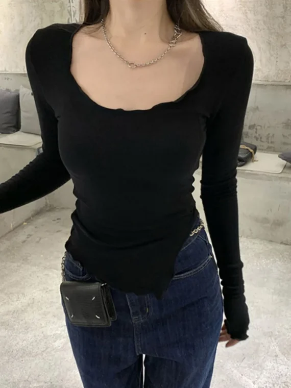 Flexelevate Women's Irregular Hem Long Sleeve Top