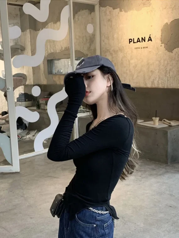 Flexelevate Women's Irregular Hem Long Sleeve Top