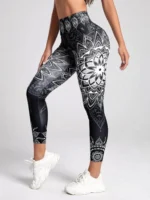 FlexElevate Lotus Print High Waisted Yoga Leggings