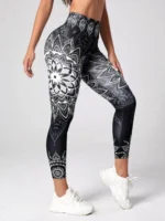 FlexElevate Lotus Print High Waisted Yoga Leggings