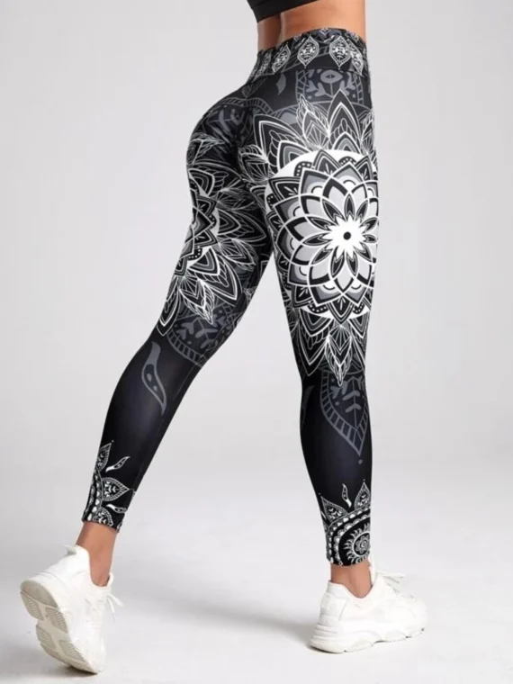 FlexElevate Lotus Print High Waisted Yoga Leggings