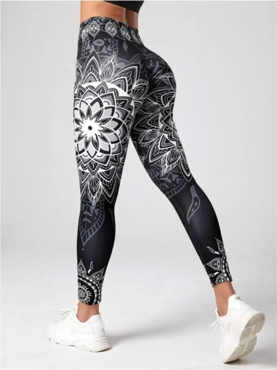 FlexElevate Lotus Print High Waisted Yoga Leggings