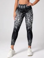 FlexElevate Lotus Print High Waisted Yoga Leggings