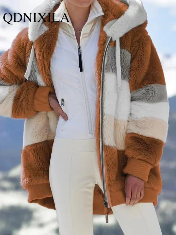 FlexElevate Autumn Winter Plush Hooded Jacket