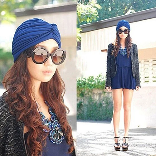 FlexElevate Pleated Green Turban Head Wrap
