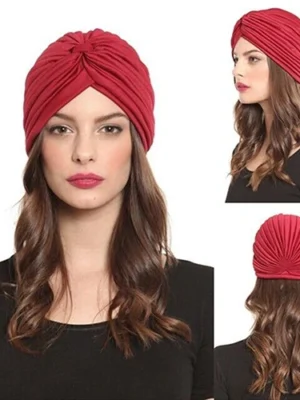 New-Women-Stretchy-Hat-Turban-Head-Wrap-Band-Chemo-Bandana-Hijab-Pleated-Indian-Cap