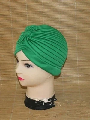 FlexElevate Pleated Green Turban Head Wrap