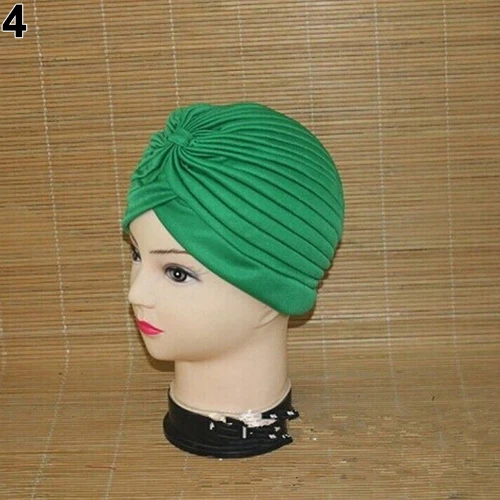 FlexElevate Pleated Green Turban Head Wrap